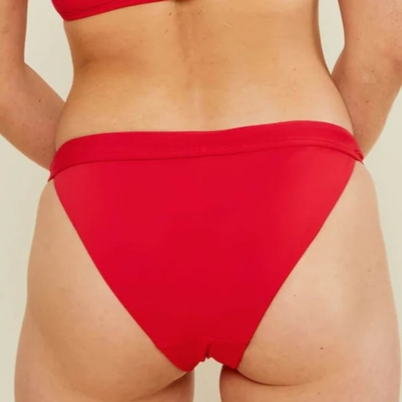 NWT Andie Swim, The Banded Cheeky Bikini Bottom, Cherry Red, Size‎ XS - Picture 2 of 8